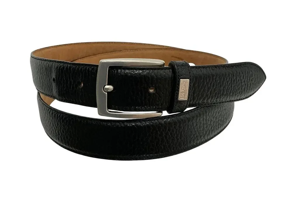 Hugo Boss Italy Germany Black Genuine Leather Dress Belt Men’s Size 34